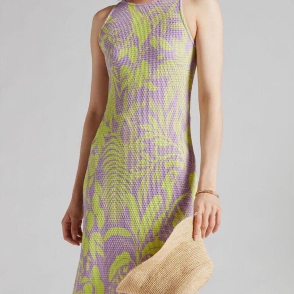 FARM Rio Yellow Green Halter Maxi Dress